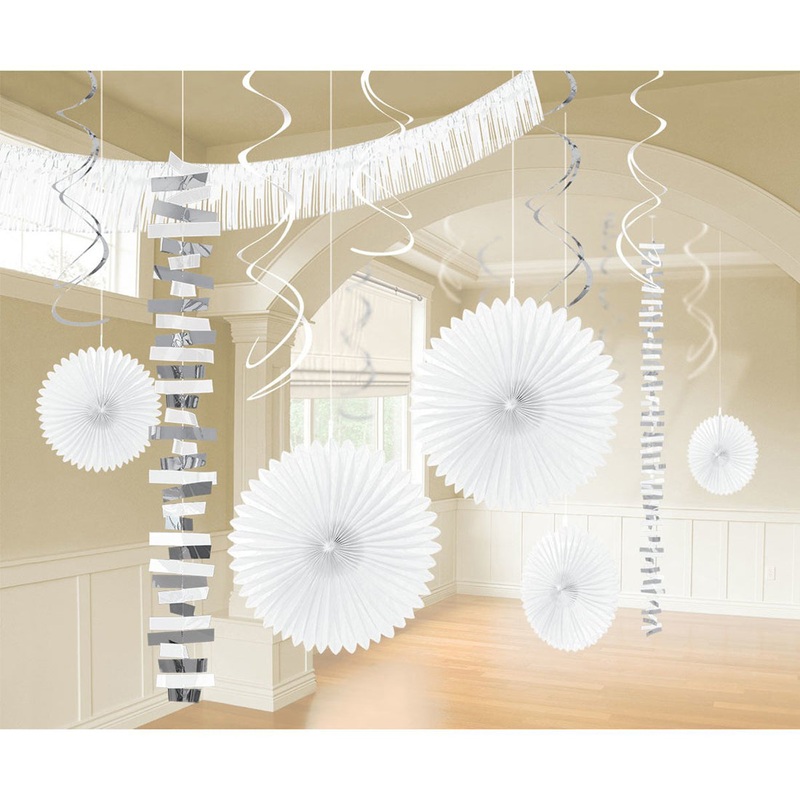 White Hanging Party Decoration Kit 18 Pieces
