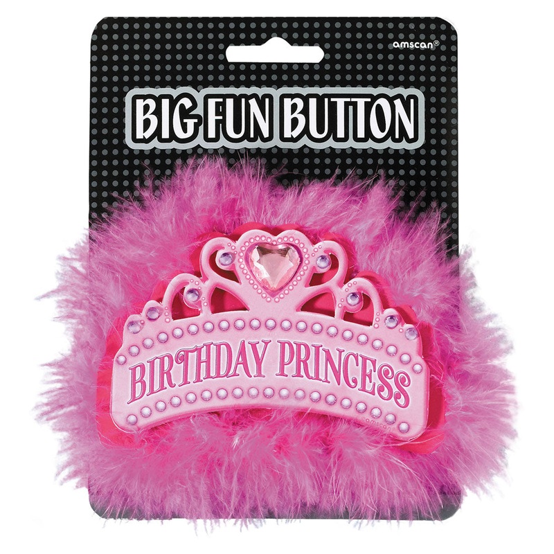 Birthday Princess Pink Button 4 Inches