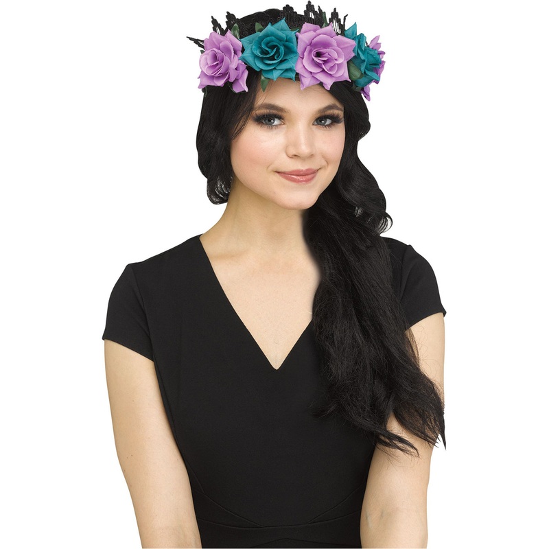Fantasy Womens Floral Crown Black Purple