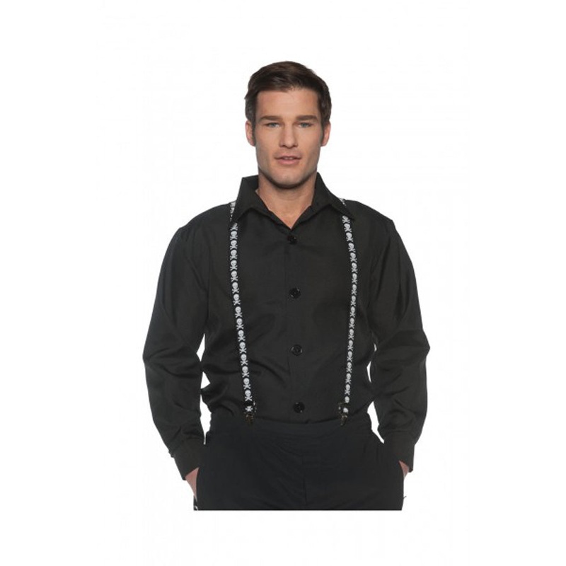 Pirate Skull Bones Adult Costume Suspenders Adult One Size