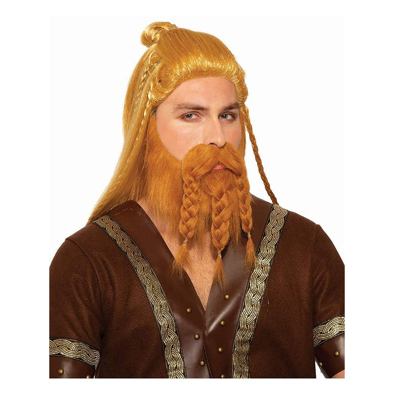 Viking Deluxe Mens Blonde Wig Beard Set Adult One Size