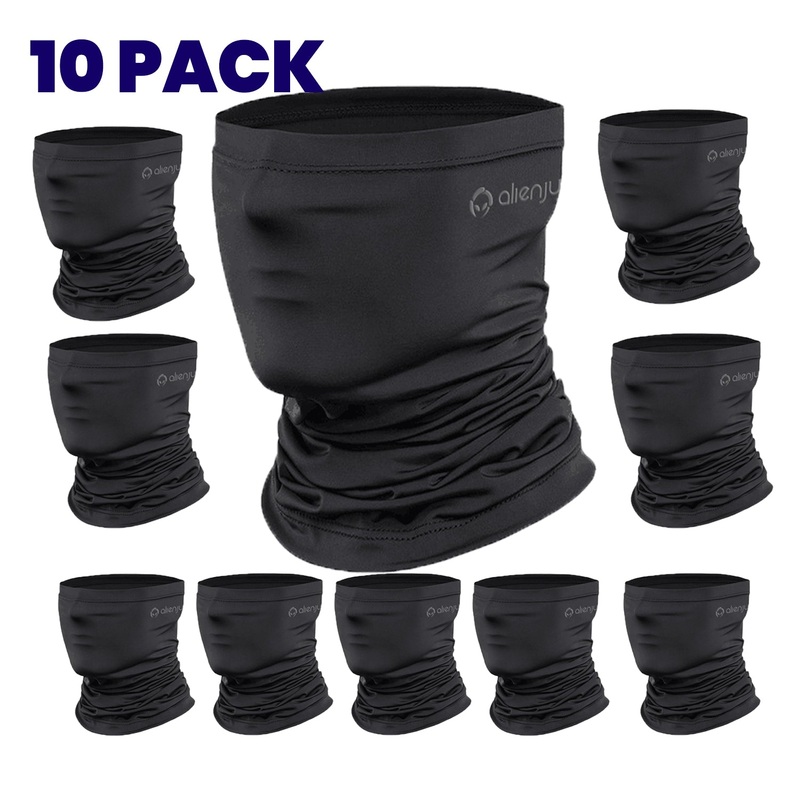 [10 PACK] ALIEN JUNKIE Black Neck Gaiter UV Protect Sports Balaclava Adult One Size