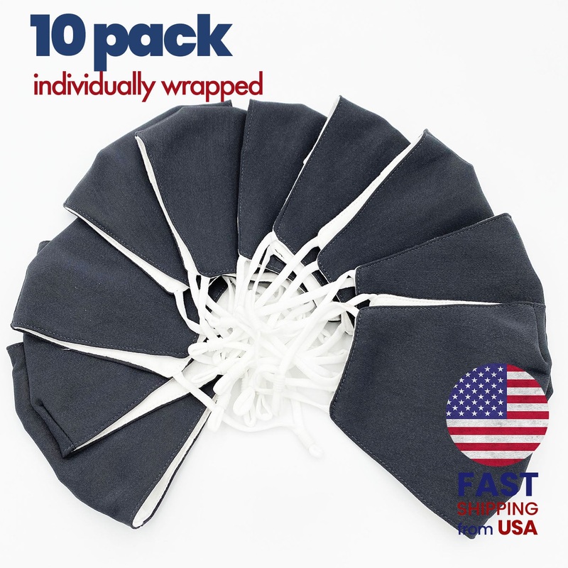 [10 PACK] Charcoal Gray Linen Double Layer Mask Adult One Size