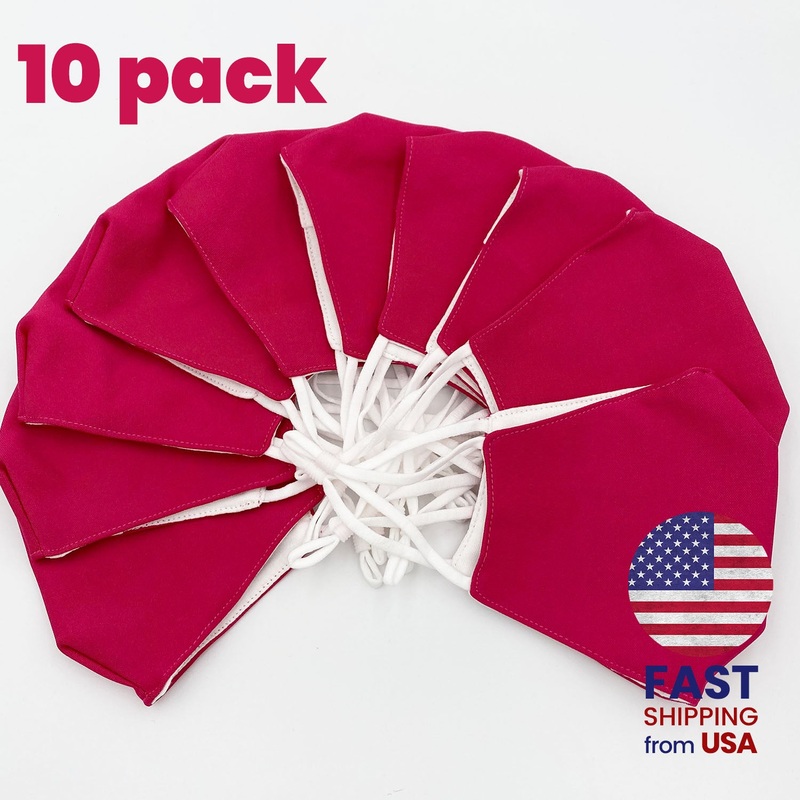 [10 PACK] Magenta Ruby Pink Cotton Double Layer Mask Adult One Size