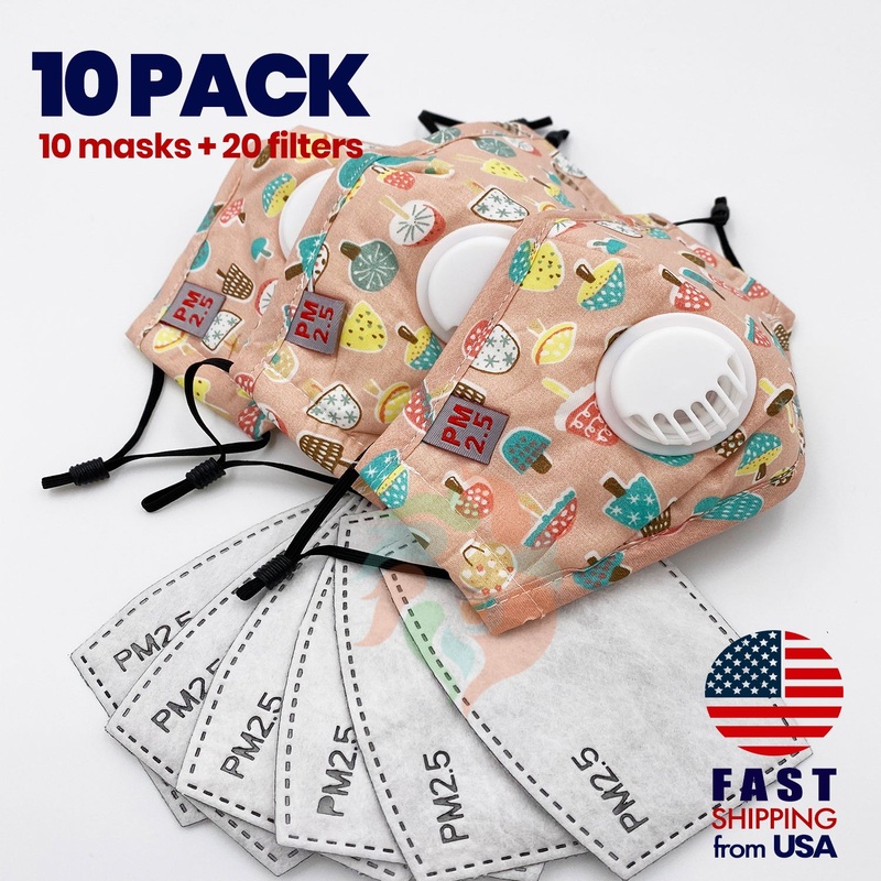 [10 PACK] Peach Mushroom Kids Cotton Mask Kids (3-8 years)