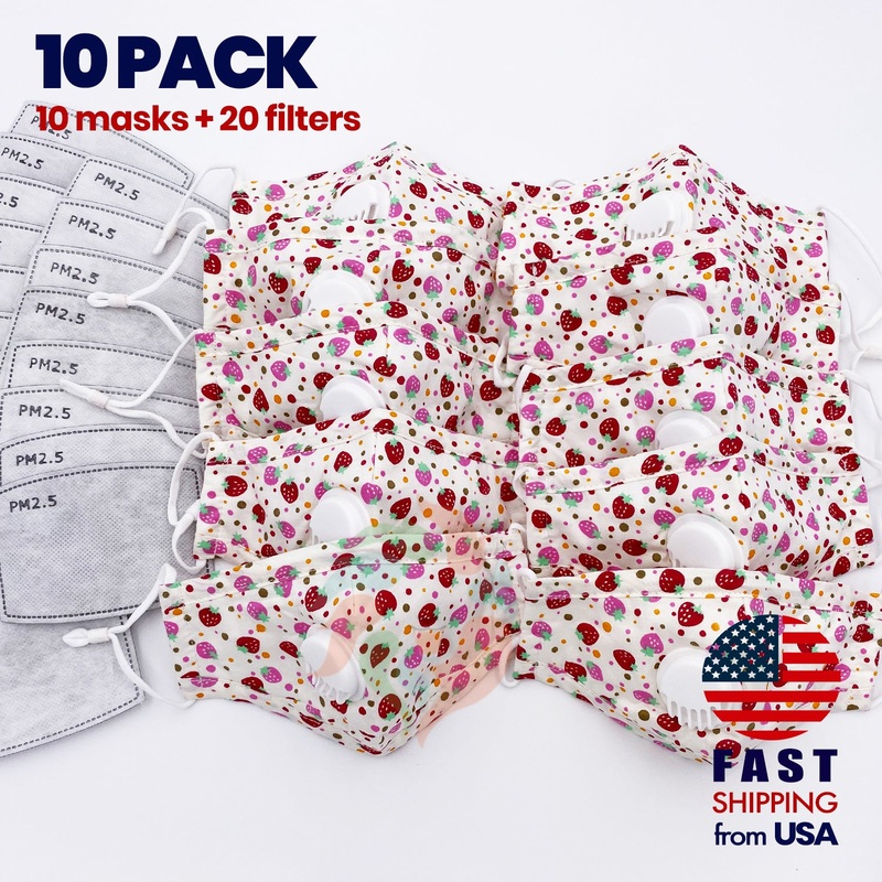 [10 PACK] Strawberries Kids Cotton Mask Kids (3-8 years)