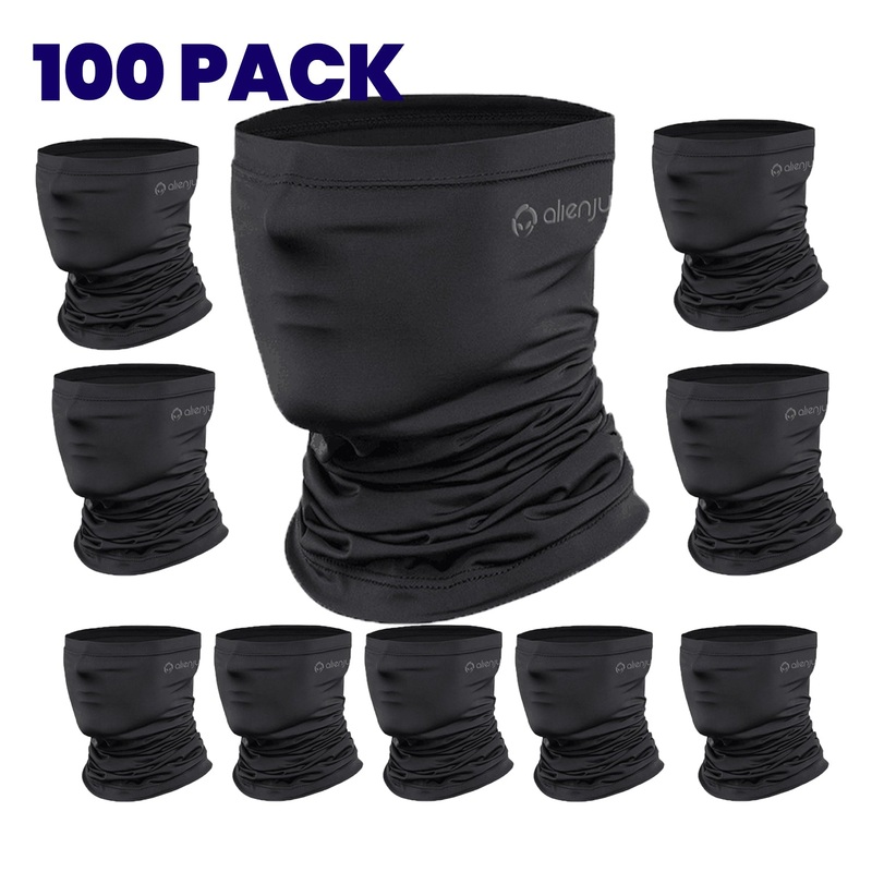 [100 PACK] ALIEN JUNKIE Black Neck Gaiter UV Protect Sports Balaclava Adult One Size