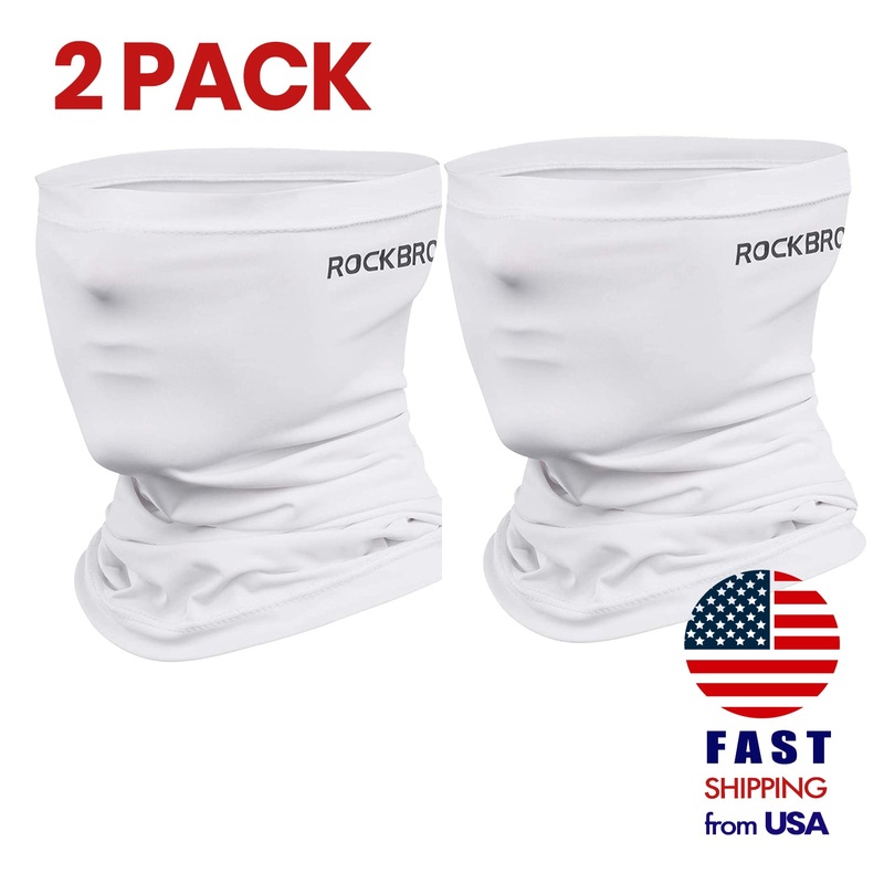[2 PACK] ROCKBROS White Neck Gaiter UV Protect Sports Balaclava 2pcs