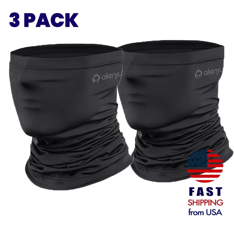 [3 PACK] ALIEN JUNKIE Black Neck Gaiter UV Protect Sports Balaclava Adult One Size