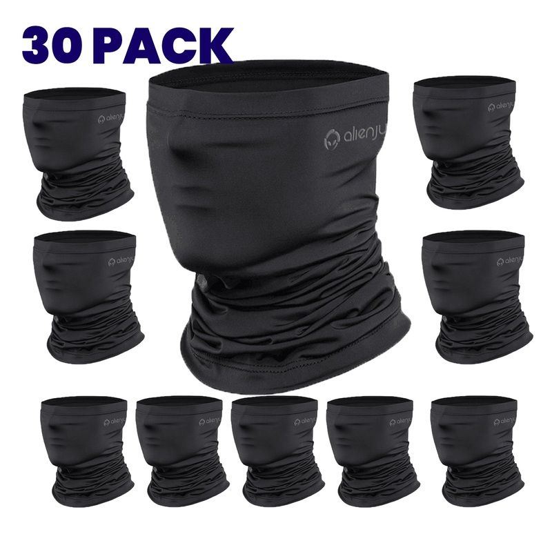 [30 PACK] ALIEN JUNKIE Black Neck Gaiter UV Protect Sports Balaclava Adult One Size