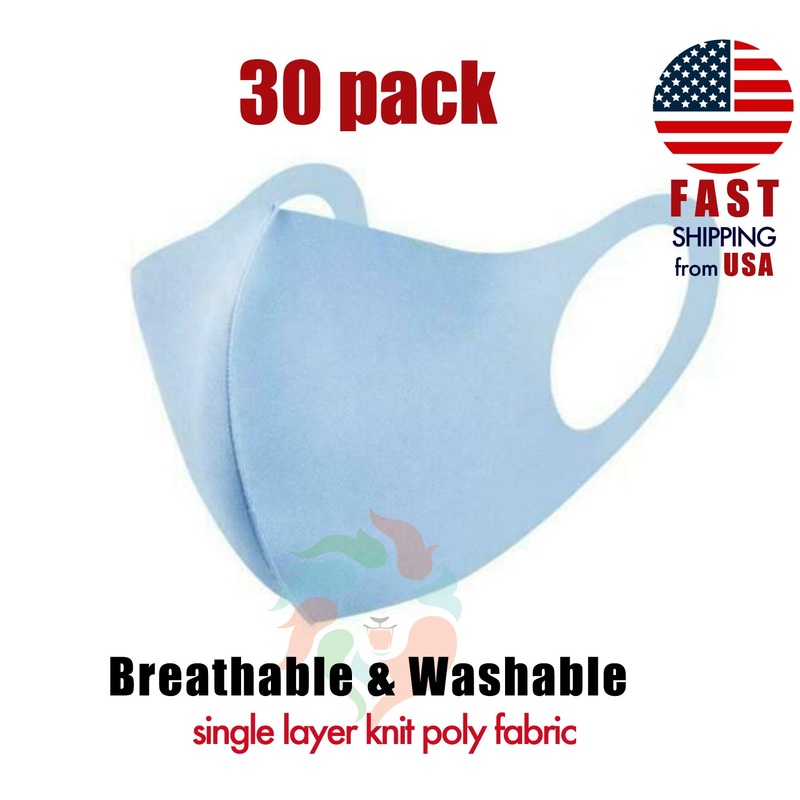 [30 PACK] Blue Face Mask 1-LAYER Fabric S/M Adult S/M