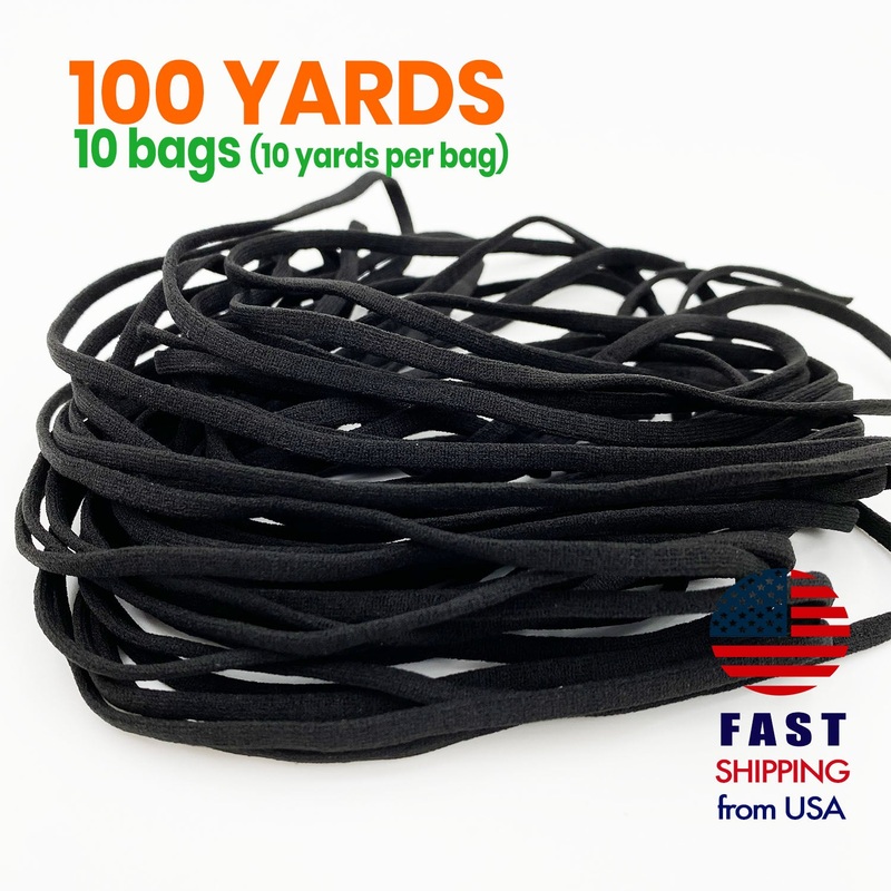 4MM Flat Soft Elastic Strings for Face Mask-100 Yard 1 yard per pc X 100= 100 yards