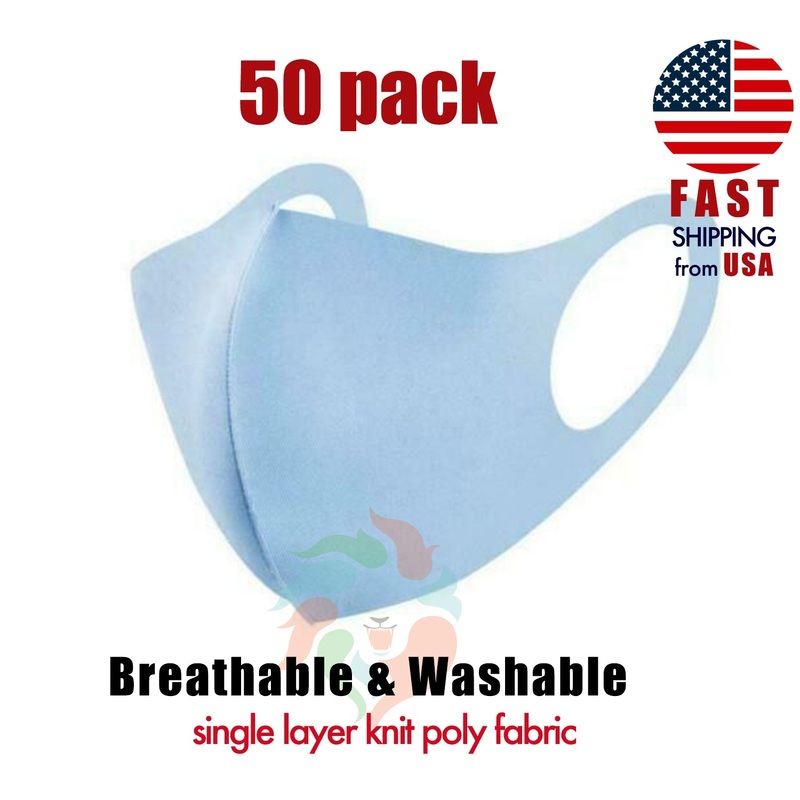 [50 PACK] Blue Face Mask 1-LAYER Fabric S/M Adult S/M
