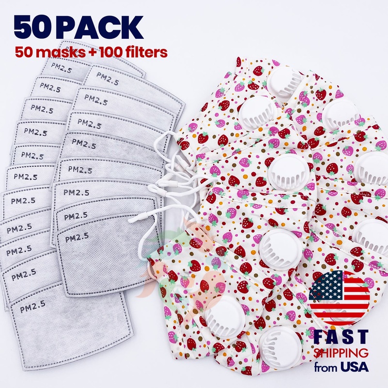 [50 PACK] Strawberries Kids Cotton Mask Kids (3-8 years)