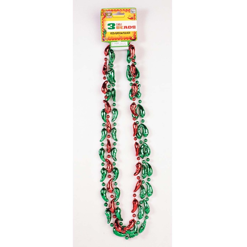 Chili Pepper Adult Cinco De Mayo 3 Bead Necklaces Adult One Size