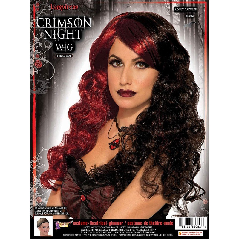 Crimson Night Womens Black Red Wig Adult One Size
