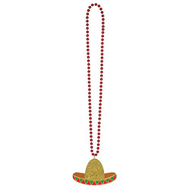Glitter Sombrero Cinco De Mayo Necklace 36 Inches
