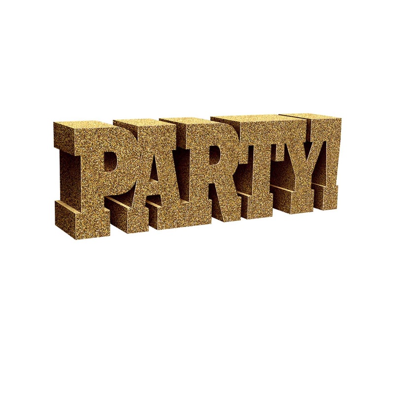 Party Foam Gold Glitter Standing Sign 7 X 18 X.75 Inches