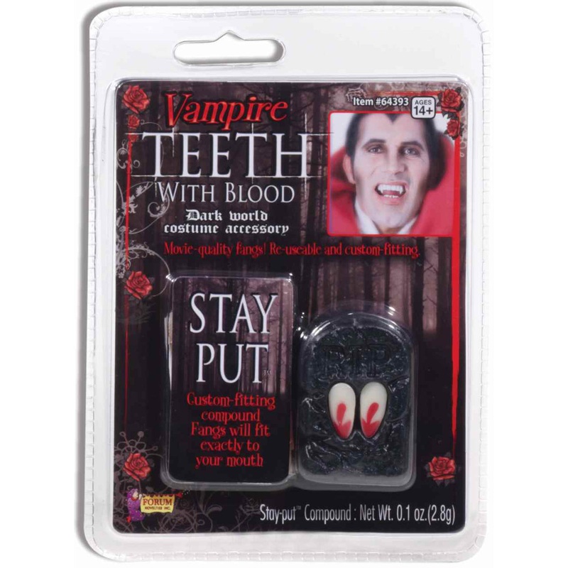 Vampire Fangs With Blood Adult One Size