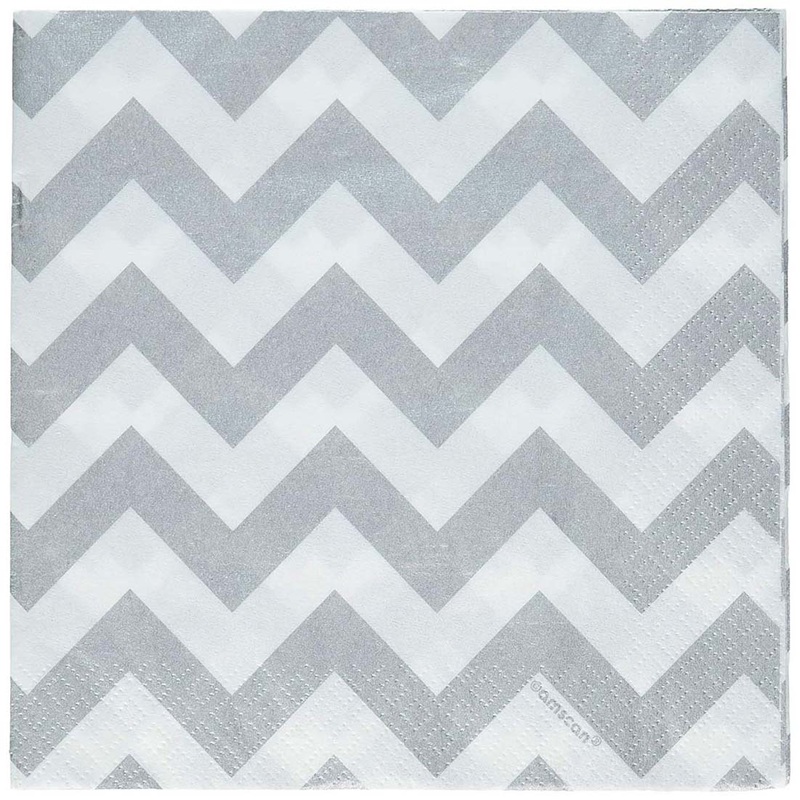 White Chevron Print Luncheon Napkins 6.5 x 6.5 Inches