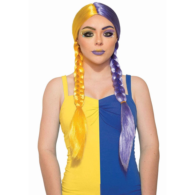 Yellow Purple Fantasy Adult Braided Wig Adult One Size