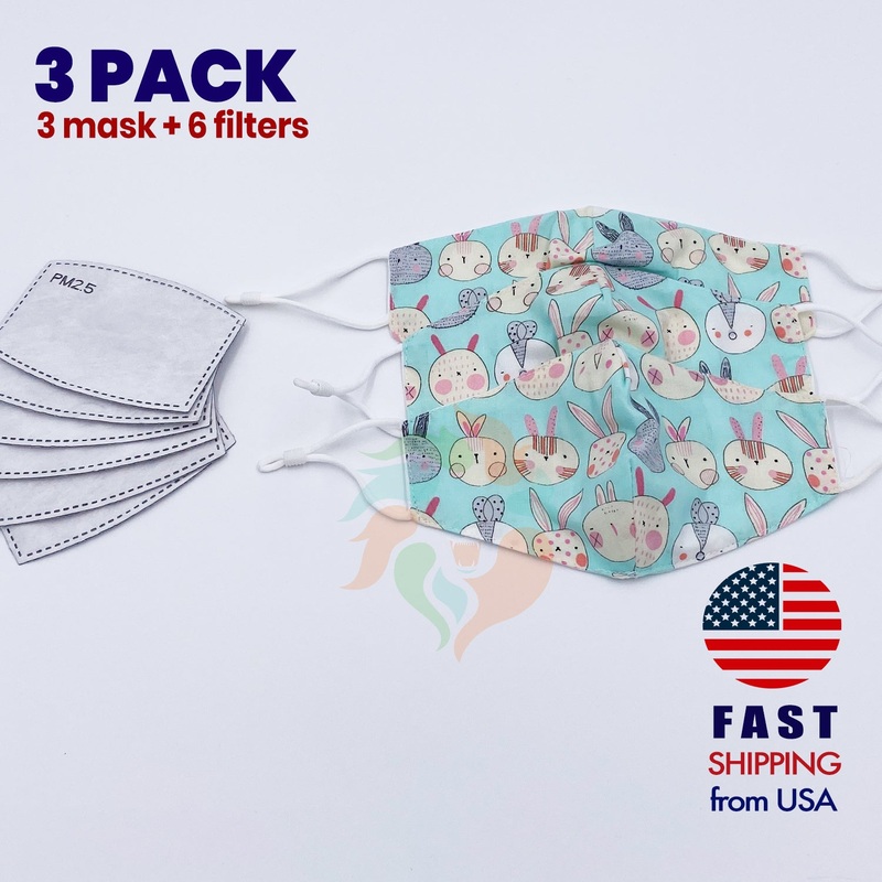 [3 BAG] Bunny Friends Kids Cotton 2 Layer Mask Kids (3-8 years)