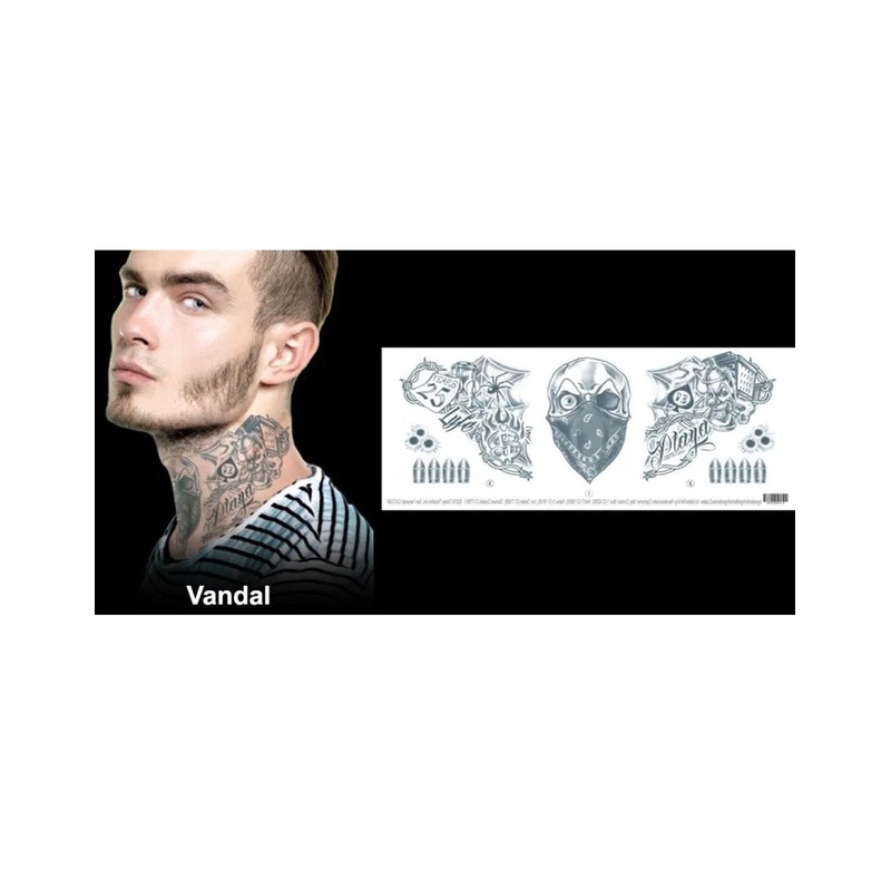 Vandal Full Neck Temporary Tattoo Adult One Size