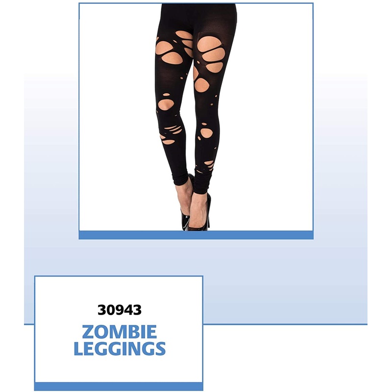 Zombie Black Nylon Adult Ripped Tights Adult One Size