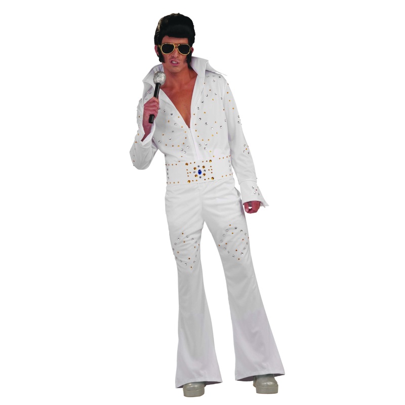 Vegas Superstar White Jumpsuit Costume for Adults Standard