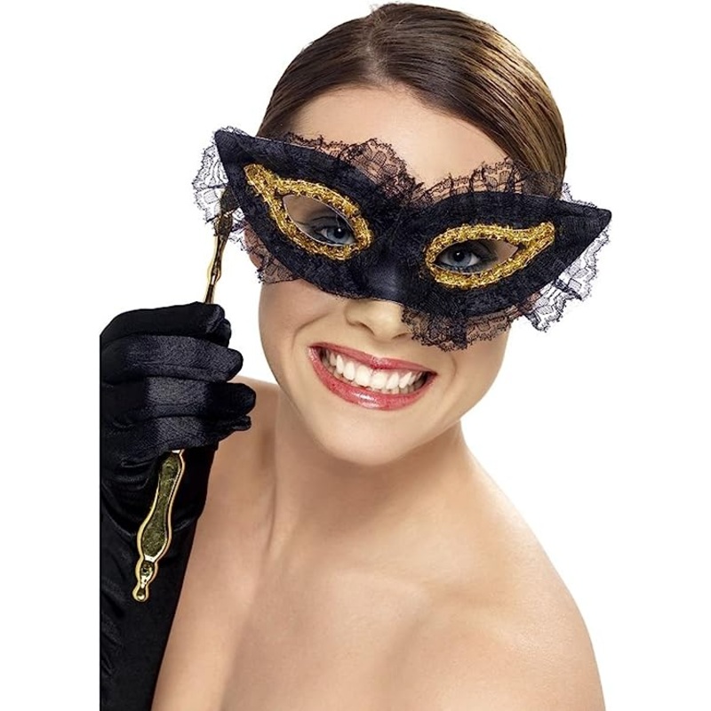 Black and Gold Lace Eye Mask for Adults