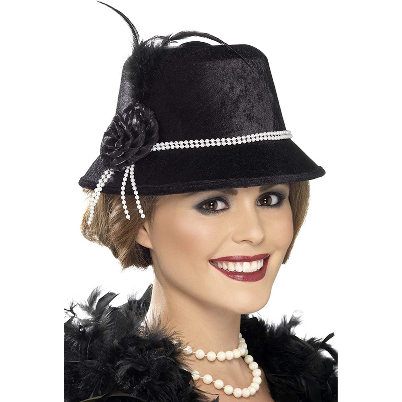 Cloche Hat with Beads and Flowers for Adults