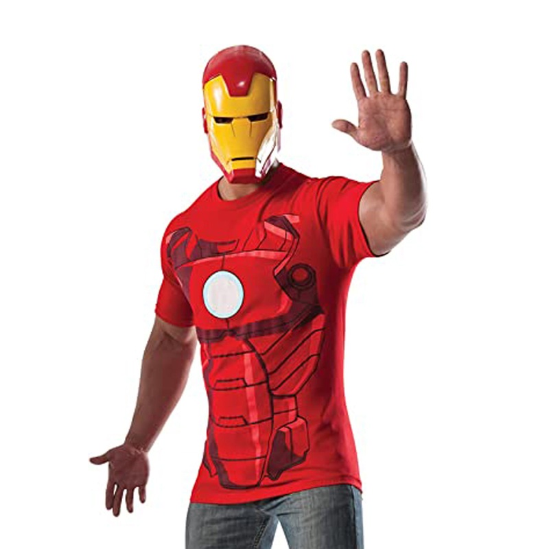 Iron Man Costume T-Shirt & Mask Set for Adults - Marvel Avengers Large