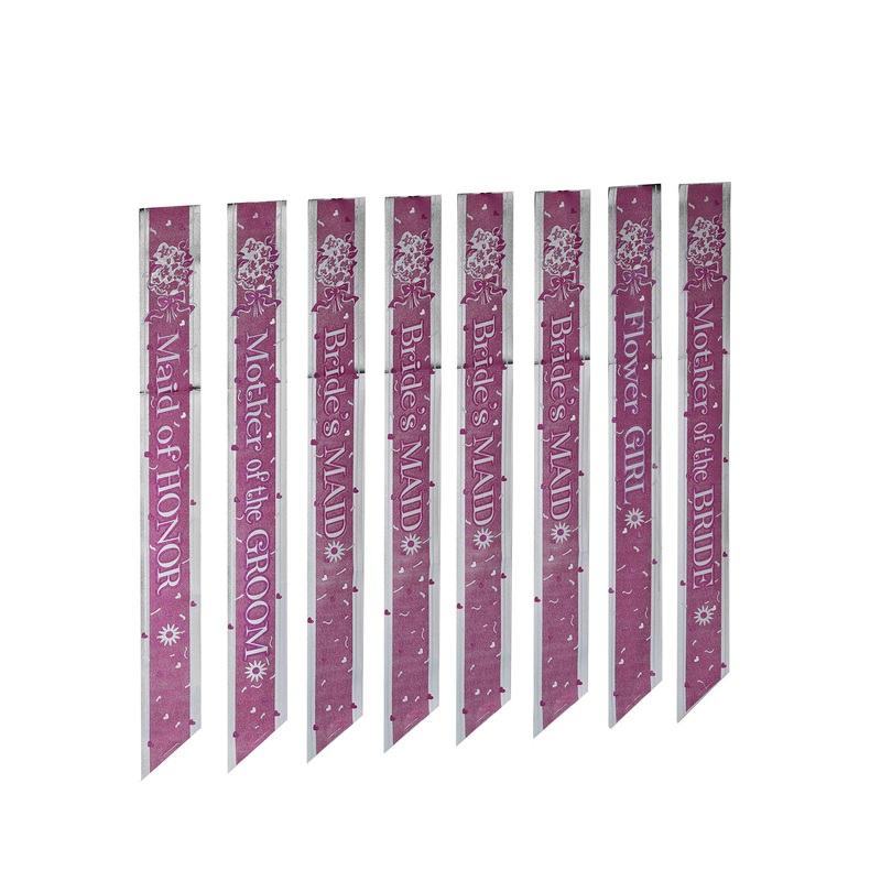 Bridal Party Pink Sash Sets 8 Pc Set