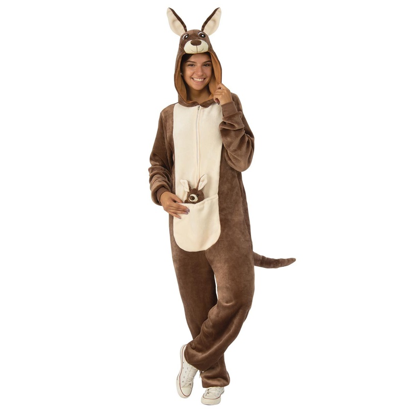 Kangaroo Furry Onesie Costume for Adults Small-Medium (S-M)