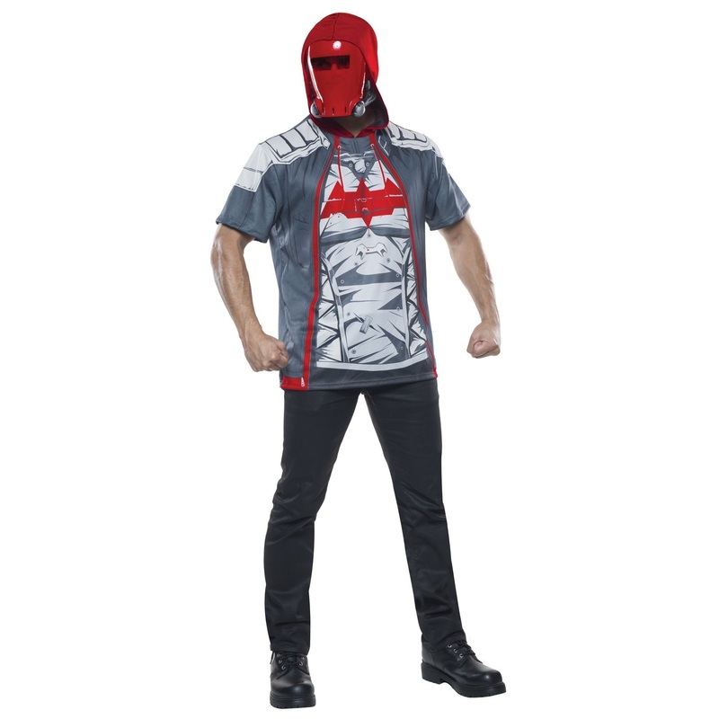 Red Hood Hoodie Top & Mask Set for Adults - DC Comics Small