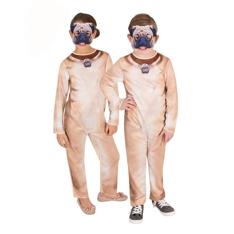 Pug Dog Costume for Kids & Tweens Small (3-5 Yrs)