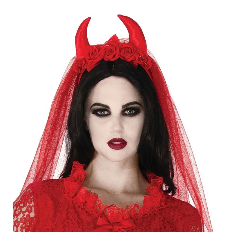 Villainous Veil Devil Horns Headpiece