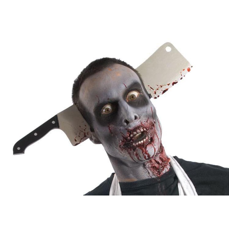 Zombie Cleaver Through Head Accessory
