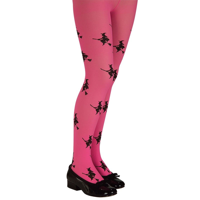 Glitter Witch Pink Tights for Kids Small