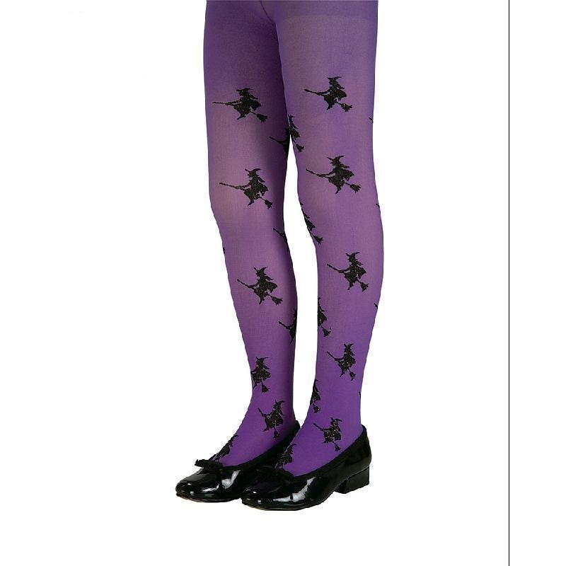 Glitter Witch Purple Tights for Kids Small