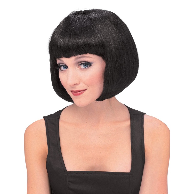 Supermodel Black Wig for Adults