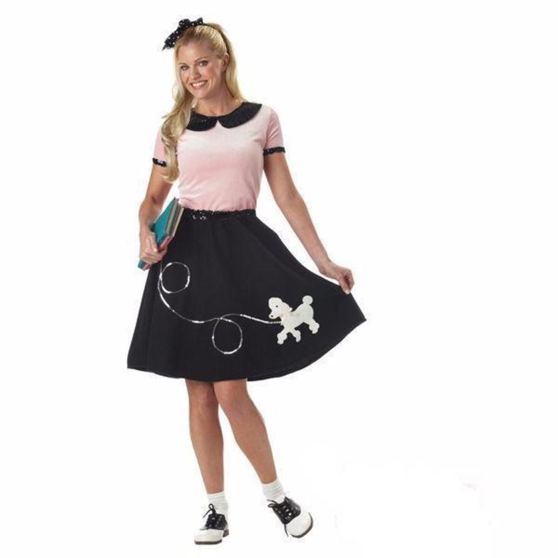50s Hop with Poodle Skirt Costume for Adults Small
