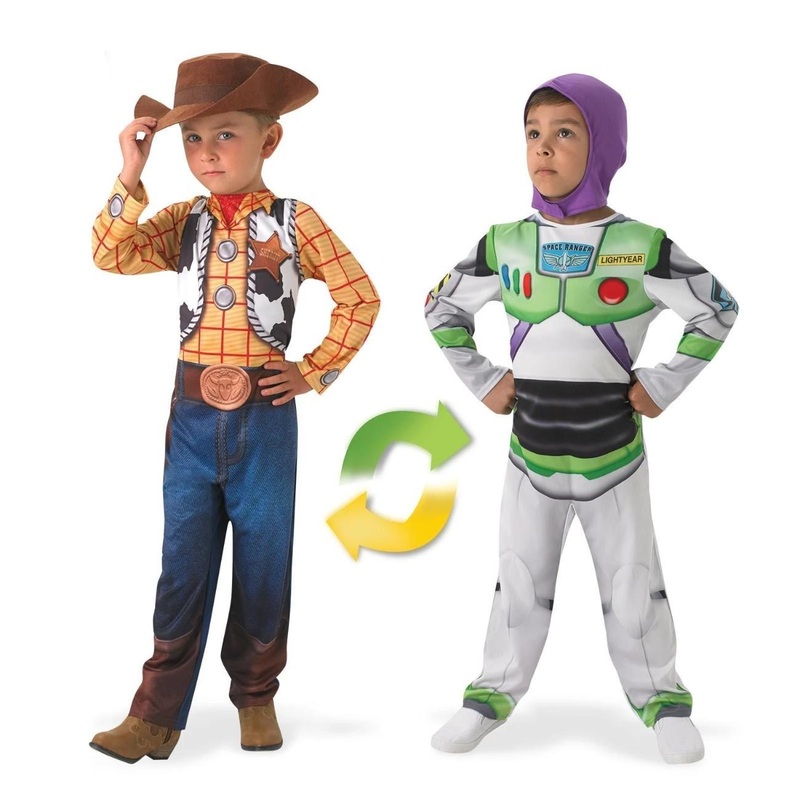 Woody To Buzz Lightyear Deluxe REVERSIBLE Costume for Kids - Disney Pixar Toy Story Small (3-5 Yrs)