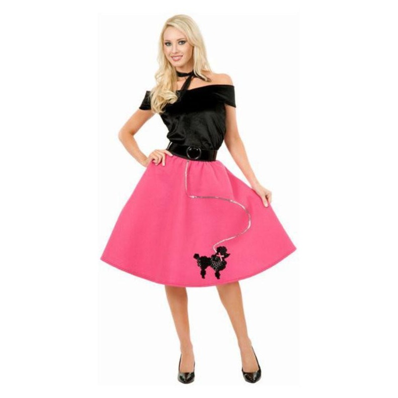 50s Black and Fuchsia Poodle Skirt Costume for Adults Extra Small