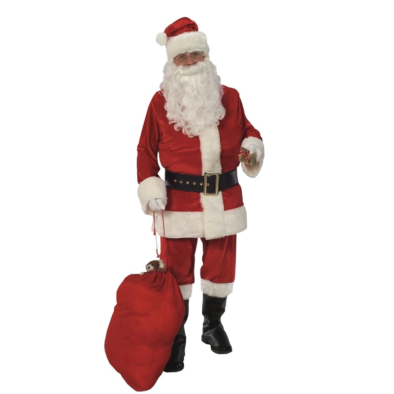 Santa Suit 8 Piece Velour Deluxe Costume for Adults Standard