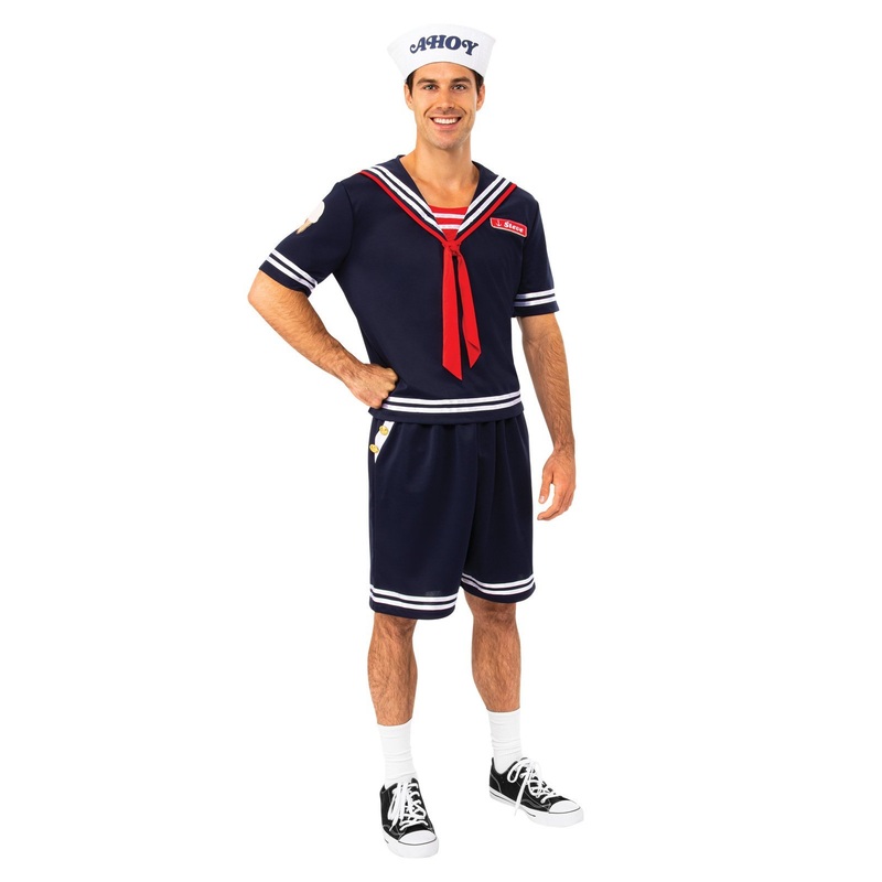 Steve Scoops Ahoy Uniform Deluxe Costume for Adults - Netflix Stranger Things Standard