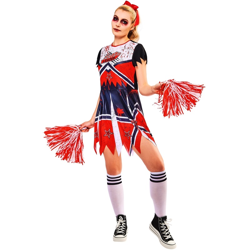 Zombie Cheerleader Costume for Adults Extra Small